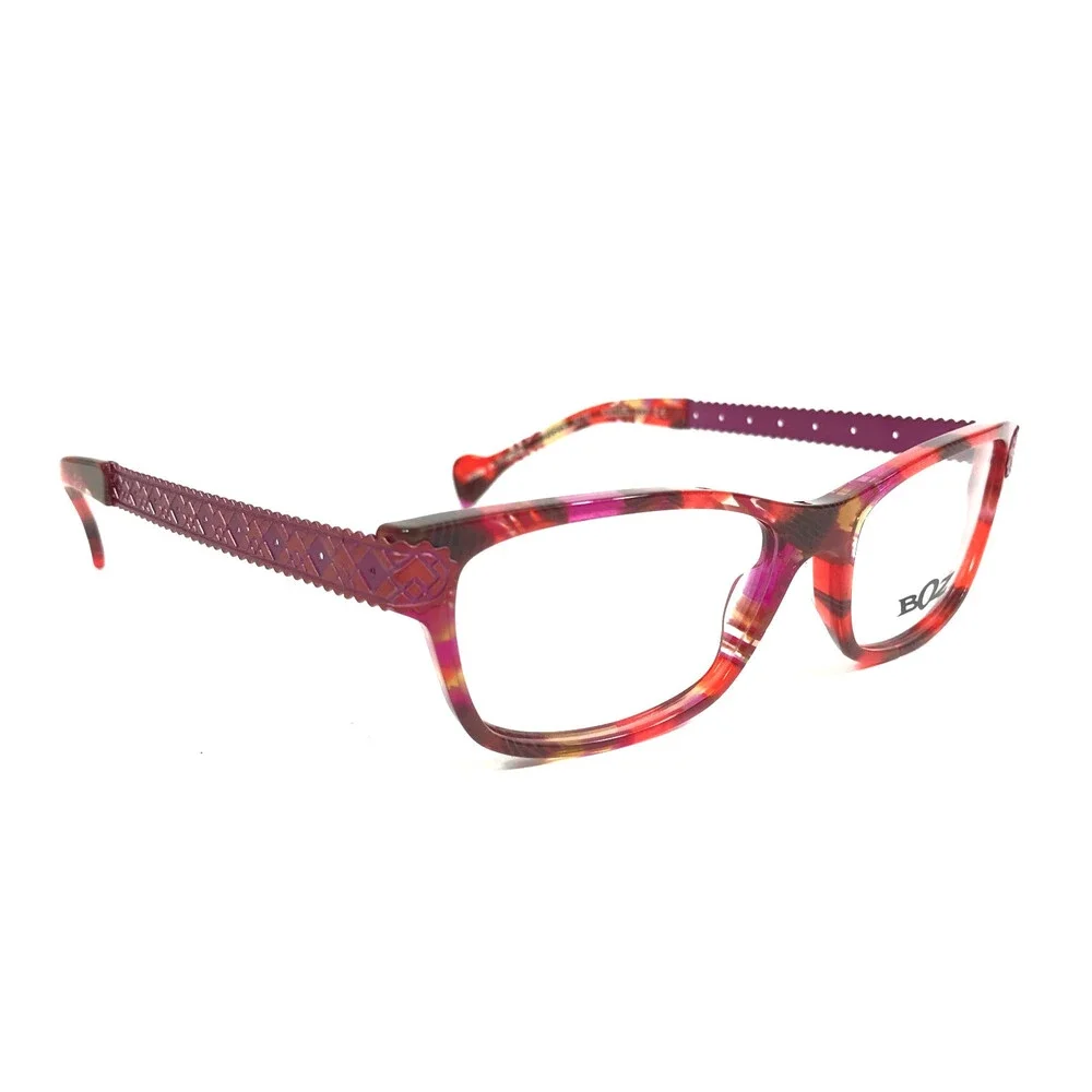 BOZ Eyeglasses Frames ZIGGY 3070 Red Purple Marble Argyle Arms 53-15-137